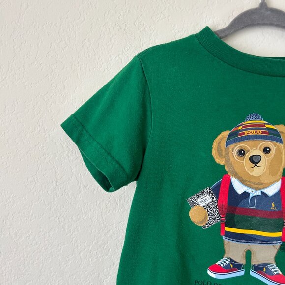 POLO Ralph Lauren Shirt Toddler Boys 2T Green Polo Bear Back To School Tee - Picture 3 of 6